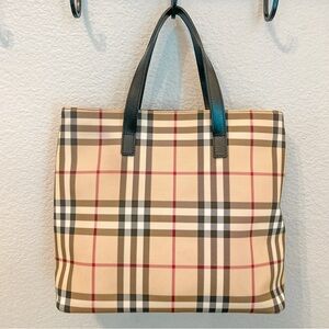 Burberry London Nova Check Canvas Classic Tote Bag Handbag Satchel Shoulder Bag